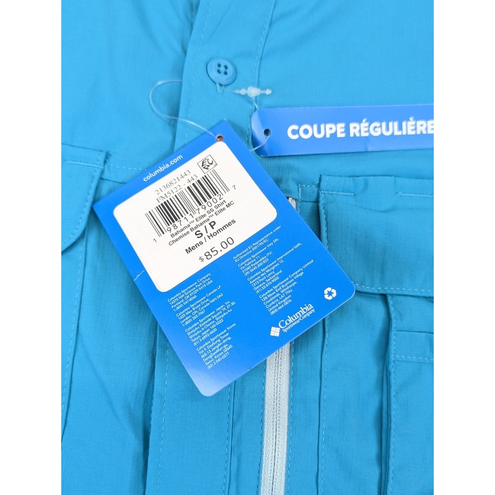 Columbia Fishing Shirt Mens Small Bahama Elite Upf 50 Aqua Blue Green PFG Omni - Picture 8 of 12